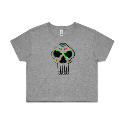 Statement DOTD Skull Face Womens AS Colour CROP TEE – 4062 Thumbnail