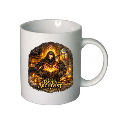 Raven Archivist Fantasy Gothic Library Mug - Enchanted Realms Collection Thumbnail