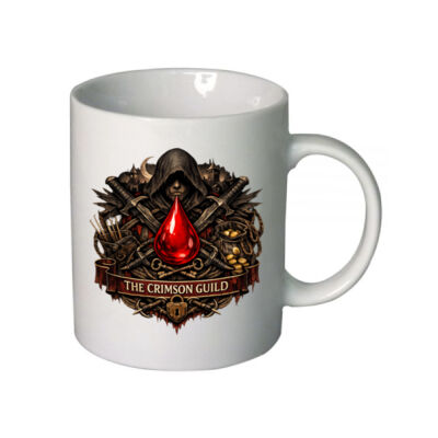 The Crimson Guild Crest Fantasy design White Ceramic Mug Thumbnail