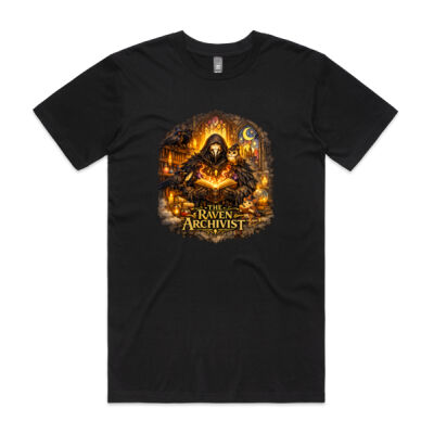 The Raven Archivist Fantasy T-Shirt - Enchanted Realms Collection Thumbnail