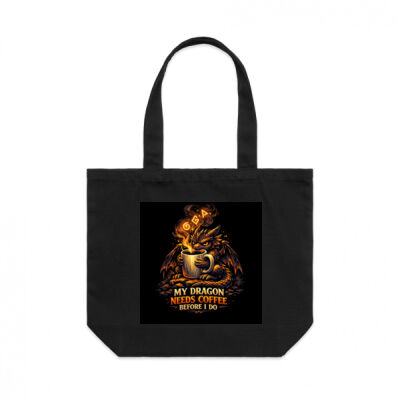 My Dragon Needs Coffee Before I Do Shoulder Tote Bag Thumbnail