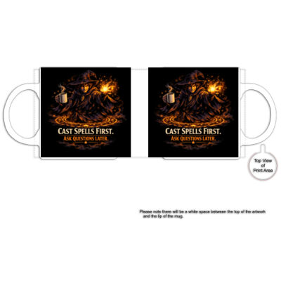 Cast Spells First, Ask Questions Later Inner Colour Ceramic Mug Thumbnail