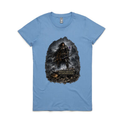 When All Hope Is Lost, She Continues to Fight T-Shirt - Ash & Iron Collection Thumbnail