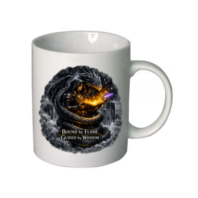 Bound by Flame, Guided by Wisdom White Ceramic Mug — Enchanted Realms Collection Thumbnail