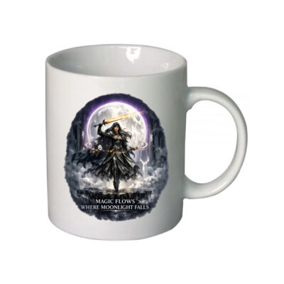 Magic Flows Where Moonlight Falls Ceramic Mug - Enchanted Realms Collection Thumbnail