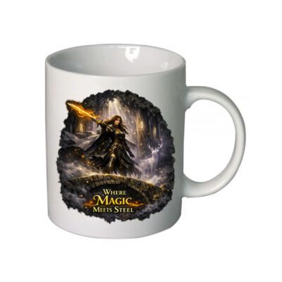 Where Magic Meets Steel Ceramic Mug - Enchanted Realms Collection Thumbnail