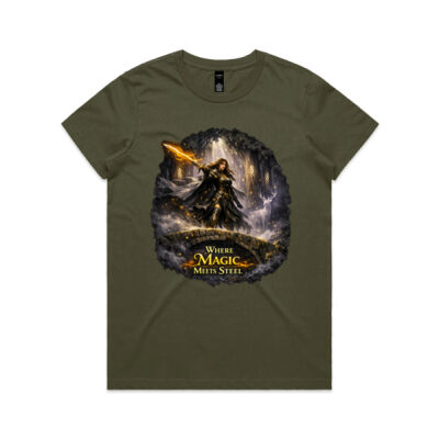 Where Magic Meets Steel T-Shirt - Enchanted Realms Collection Thumbnail