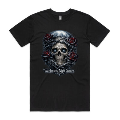Floral Skull Warden – Dark Skull & Roses Fantasy Tee Thumbnail