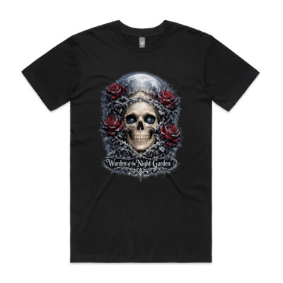 Floral Skull Warden – Dark Skull & Roses Refined Fantasy Tee Thumbnail