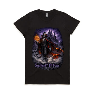 "Sunlight? I’ll Pass" Gothic Vampire T‑Shirt - Eldritch Hour Collection Thumbnail